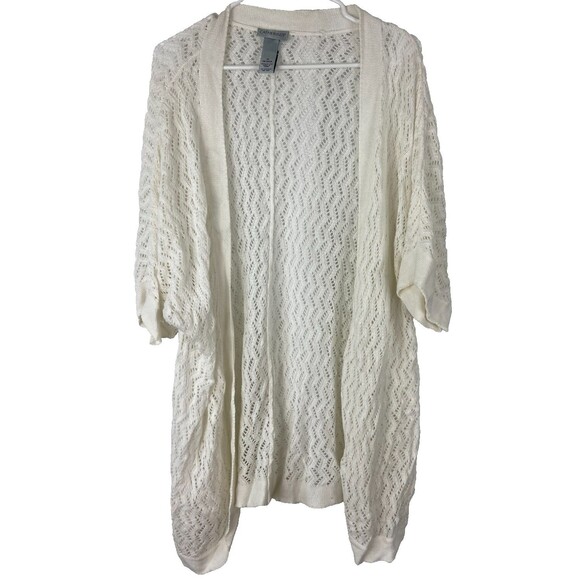 Catherine's Shrug Cardigan Women's Size 1X 18/20W White Open Front Knit Shawl - Picture 1 of 8